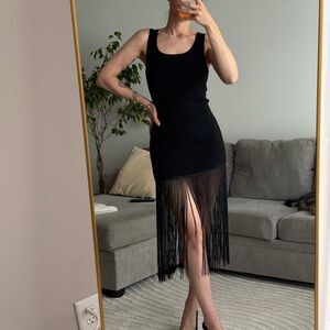Elegant Black Fringe Dress